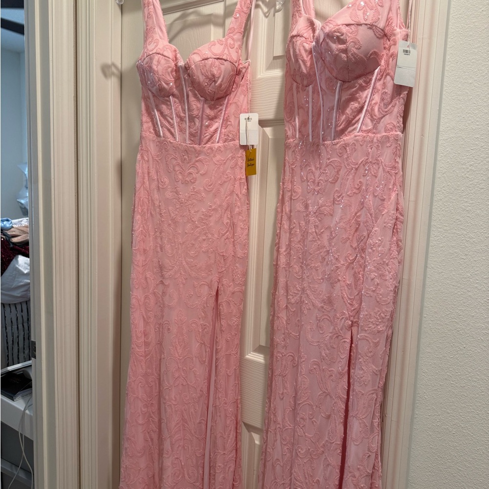 Elegant Pink Lace Gown